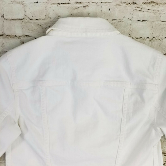 Talbots Button Front Long Sleeve Denim Jacket Women White Embroidered 0-2 Petite - Picture 8 of 16